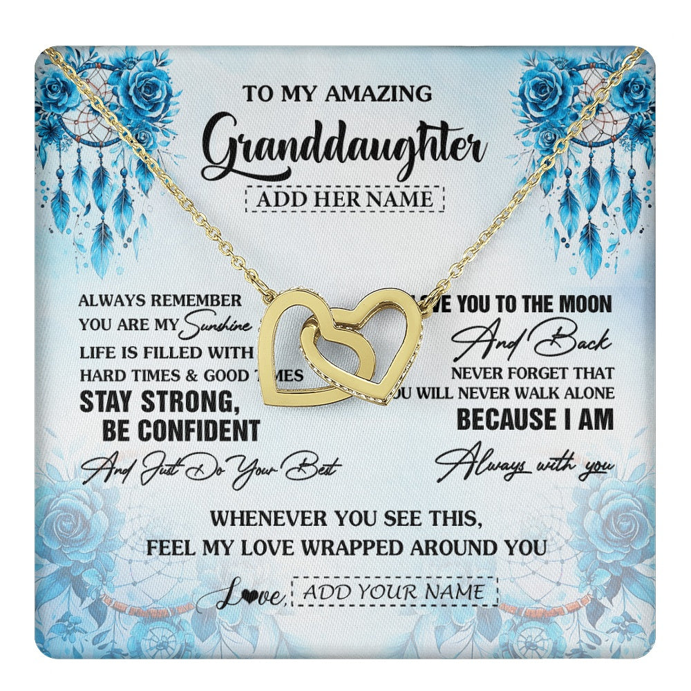 Interlocking Hearts Necklace 18K Yellow Gold Finish | 1 | Personalized To My Amazing Granddaughter Necklace From Grandma Grandpa Dream Catcher It A Big Hug Granddaughter Birthday Gifts Christmas Gift Box Message Card | https://teecentury.