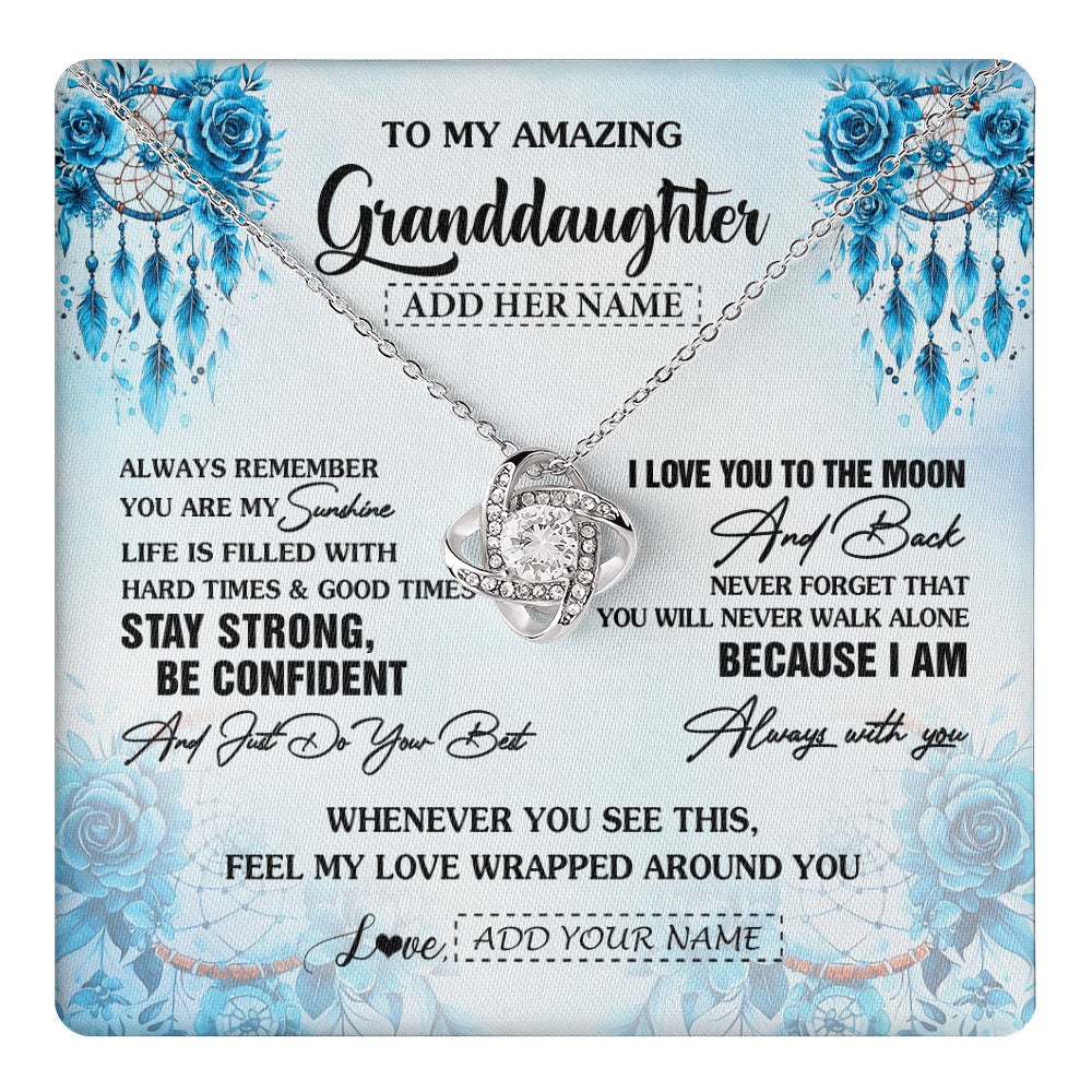 Love Knot Necklace 14K White Gold Finish | 1 | Personalized To My Amazing Granddaughter Necklace From Grandma Grandpa Dream Catcher It A Big Hug Granddaughter Birthday Gifts Christmas Gift Box Message Card | https://teecentury.
