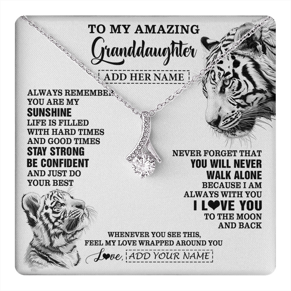 Alluring Beauty Necklace 14K White Gold Finish | 1 | Personalized To My Amazing Granddaughter Necklace From Grandma Grandpa White Tiger It A Big Hug Granddaughter Birthday Gifts Christmas Gift Box Message Card | https://teecentury.