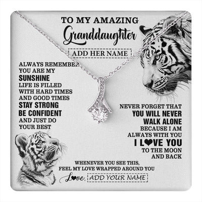 Alluring Beauty Necklace 14K White Gold Finish | 1 | Personalized To My Amazing Granddaughter Necklace From Grandma Grandpa White Tiger It A Big Hug Granddaughter Birthday Gifts Christmas Gift Box Message Card | https://teecentury.