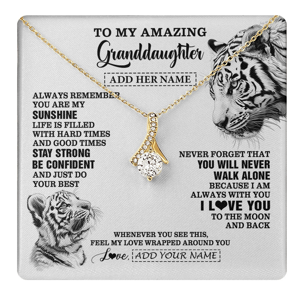 Alluring Beauty Necklace 18K Yellow Gold Finish | 1 | Personalized To My Amazing Granddaughter Necklace From Grandma Grandpa White Tiger It A Big Hug Granddaughter Birthday Gifts Christmas Gift Box Message Card | https://teecentury.