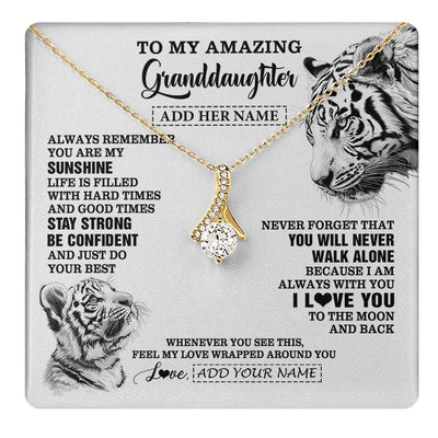 Alluring Beauty Necklace 18K Yellow Gold Finish | 1 | Personalized To My Amazing Granddaughter Necklace From Grandma Grandpa White Tiger It A Big Hug Granddaughter Birthday Gifts Christmas Gift Box Message Card | https://teecentury.