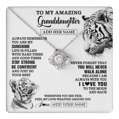 Love Knot Necklace 14K White Gold Finish | 1 | Personalized To My Amazing Granddaughter Necklace From Grandma Grandpa White Tiger It A Big Hug Granddaughter Birthday Gifts Christmas Gift Box Message Card | https://teecentury.