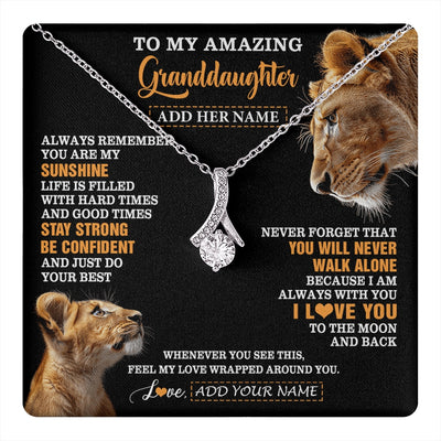 Alluring Beauty Necklace 14K White Gold Finish | 1 | Personalized To My Amazing Granddaughter Necklace From Grandma Lion It A Big Hug Granddaughter Birthday Gifts Graduation Christmas Custom Gift Box Message Card | https://teecentury.