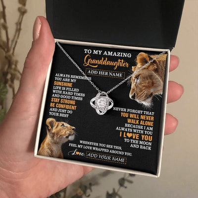 Love Knot Necklace 14K White Gold Finish | 2 | Personalized To My Amazing Granddaughter Necklace From Grandma Lion It A Big Hug Granddaughter Birthday Gifts Graduation Christmas Custom Gift Box Message Card | https://teecentury.