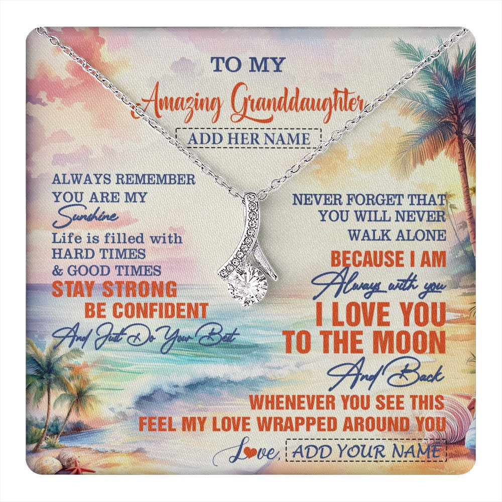 Alluring Beauty Necklace 14K White Gold Finish | 1 | Personalized To My Amazing Granddaughter Necklace From Grandma Papa Beach It A Big Hug Granddaughter Birthday Gifts Graduation Christmas Gift Box Message Card Shirt & Hoodie | https://teecentury.