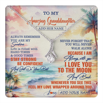 Alluring Beauty Necklace 14K White Gold Finish | 1 | Personalized To My Amazing Granddaughter Necklace From Grandma Papa Beach It A Big Hug Granddaughter Birthday Gifts Graduation Christmas Gift Box Message Card Shirt & Hoodie | https://teecentury.