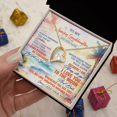 Forever Love Necklace 18K Yellow Gold Finish | 2 | Personalized To My Amazing Granddaughter Necklace From Grandma Papa Beach It A Big Hug Granddaughter Birthday Gifts Graduation Christmas Gift Box Message Card Shirt & Hoodie | https://teecentury.