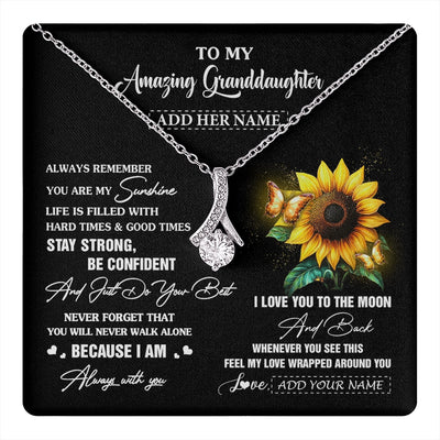 Alluring Beauty Necklace 14K White Gold Finish | 1 | Personalized To My Amazing Granddaughter Necklace From Grandma Sunflower It A Big Hug Granddaughter Birthday Gifts Christmas Custom Gift Box Message Card | https://teecentury.