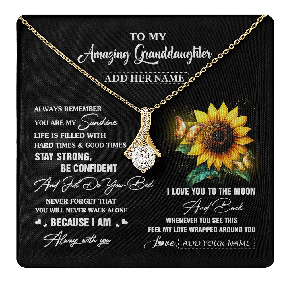 Alluring Beauty Necklace 18K Yellow Gold Finish | 1 | Personalized To My Amazing Granddaughter Necklace From Grandma Sunflower It A Big Hug Granddaughter Birthday Gifts Christmas Custom Gift Box Message Card | https://teecentury.