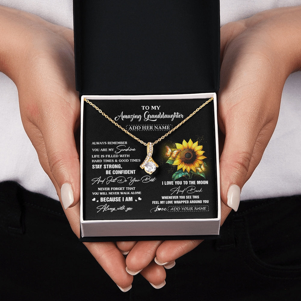 Alluring Beauty Necklace 18K Yellow Gold Finish | 2 | Personalized To My Amazing Granddaughter Necklace From Grandma Sunflower It A Big Hug Granddaughter Birthday Gifts Christmas Custom Gift Box Message Card | https://teecentury.