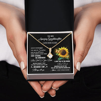 Alluring Beauty Necklace 18K Yellow Gold Finish | 2 | Personalized To My Amazing Granddaughter Necklace From Grandma Sunflower It A Big Hug Granddaughter Birthday Gifts Christmas Custom Gift Box Message Card | https://teecentury.