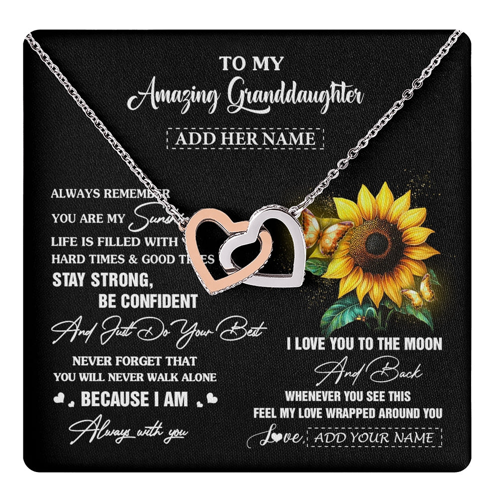 Interlocking Hearts Necklace Stainless Steel & Rose Gold Finish | 1 | Personalized To My Amazing Granddaughter Necklace From Grandma Sunflower It A Big Hug Granddaughter Birthday Gifts Christmas Custom Gift Box Message Card | https://teecentury.