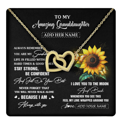 Interlocking Hearts Necklace 18K Yellow Gold Finish | 1 | Personalized To My Amazing Granddaughter Necklace From Grandma Sunflower It A Big Hug Granddaughter Birthday Gifts Christmas Custom Gift Box Message Card | https://teecentury.