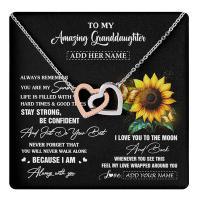 Interlocking Hearts Necklace Stainless Steel & Rose Gold Finish | 1 | Personalized To My Amazing Granddaughter Necklace From Grandma Sunflower It A Big Hug Granddaughter Birthday Gifts Christmas Custom Gift Box Message Card | https://teecentury.