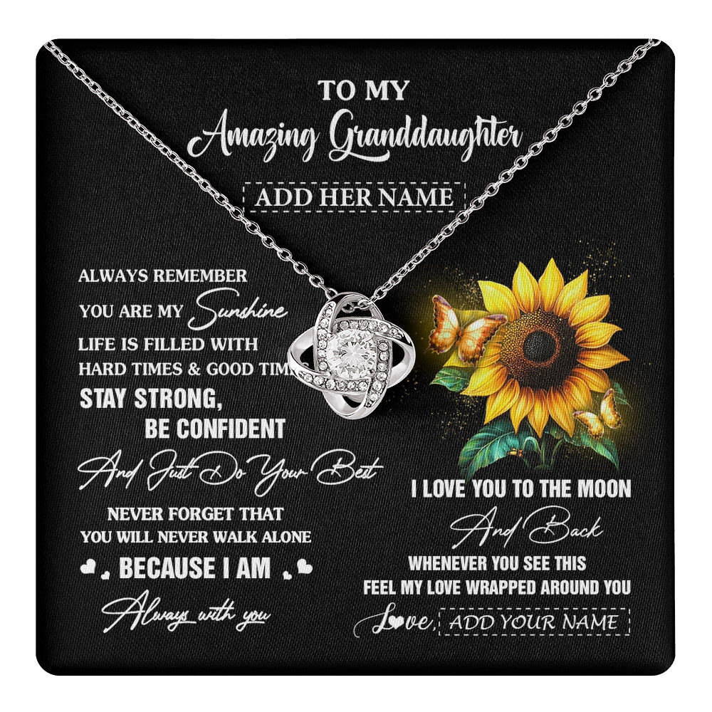 Love Knot Necklace 14K White Gold Finish | 1 | Personalized To My Amazing Granddaughter Necklace From Grandma Sunflower It A Big Hug Granddaughter Birthday Gifts Christmas Custom Gift Box Message Card | https://teecentury.