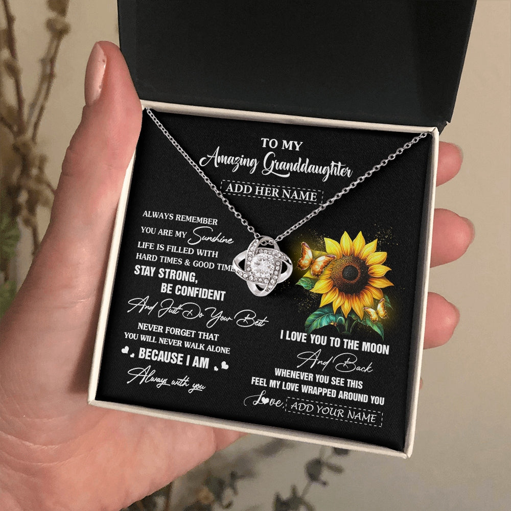 Love Knot Necklace 14K White Gold Finish | 2 | Personalized To My Amazing Granddaughter Necklace From Grandma Sunflower It A Big Hug Granddaughter Birthday Gifts Christmas Custom Gift Box Message Card | https://teecentury.