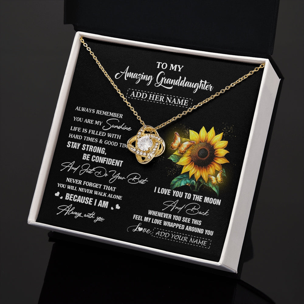 Love Knot Necklace 18K Yellow Gold Finish | 2 | Personalized To My Amazing Granddaughter Necklace From Grandma Sunflower It A Big Hug Granddaughter Birthday Gifts Christmas Custom Gift Box Message Card | https://teecentury.