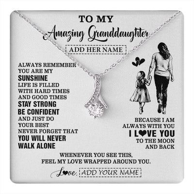 Alluring Beauty Necklace 14K White Gold Finish | 1 | Personalized To My Amazing Granddaughter Necklace From Grandma Woman It A Big Hug Granddaughter Birthday Gifts Graduation Christmas Gift Box Message Card | https://teecentury.