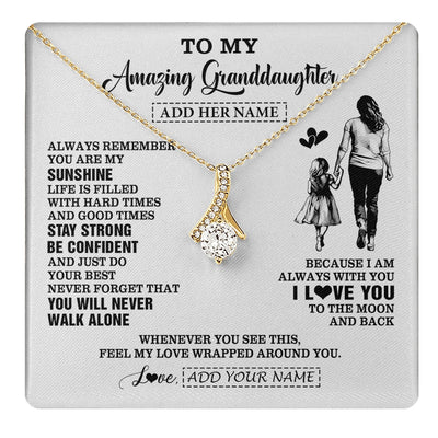 Alluring Beauty Necklace 18K Yellow Gold Finish | 1 | Personalized To My Amazing Granddaughter Necklace From Grandma Woman It A Big Hug Granddaughter Birthday Gifts Graduation Christmas Gift Box Message Card | https://teecentury.