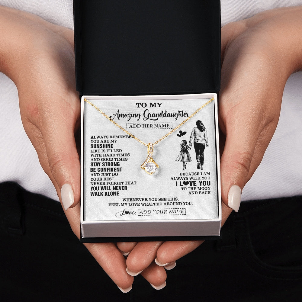 Alluring Beauty Necklace 18K Yellow Gold Finish | 2 | Personalized To My Amazing Granddaughter Necklace From Grandma Woman It A Big Hug Granddaughter Birthday Gifts Graduation Christmas Gift Box Message Card | https://teecentury.