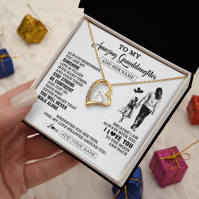 Forever Love Necklace 18K Yellow Gold Finish | 2 | Personalized To My Amazing Granddaughter Necklace From Grandma Woman It A Big Hug Granddaughter Birthday Gifts Graduation Christmas Gift Box Message Card | https://teecentury.
