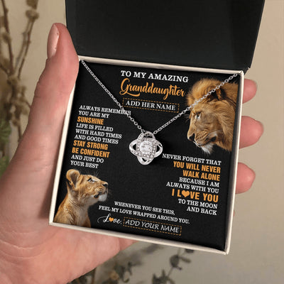 Love Knot Necklace 14K White Gold Finish | 2 | Personalized To My Amazing Granddaughter Necklace From Grandpa Lion It A Big Hug Granddaughter Birthday Gifts Graduation Christmas Custom Gift Box Message Card | https://teecentury.