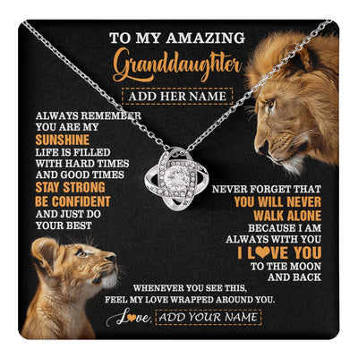 Love Knot Necklace 14K White Gold Finish | 1 | Personalized To My Amazing Granddaughter Necklace From Grandpa Lion It A Big Hug Granddaughter Birthday Gifts Graduation Christmas Custom Gift Box Message Card | https://teecentury.
