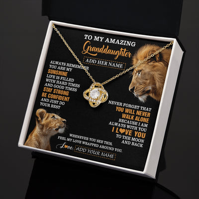 Love Knot Necklace 18K Yellow Gold Finish | 2 | Personalized To My Amazing Granddaughter Necklace From Grandpa Lion It A Big Hug Granddaughter Birthday Gifts Graduation Christmas Custom Gift Box Message Card | https://teecentury.