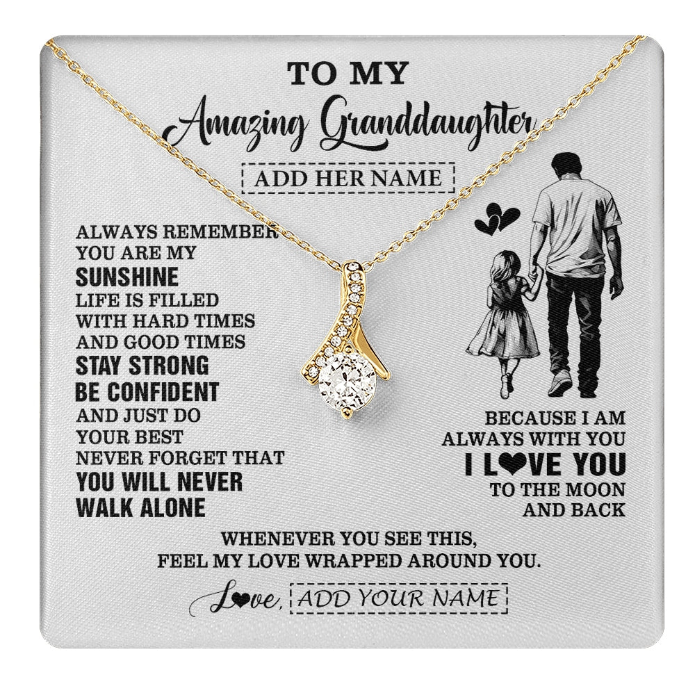Alluring Beauty Necklace 18K Yellow Gold Finish | 1 | Personalized To My Amazing Granddaughter Necklace From Grandpa Papa Man It A Big Hug Granddaughter Birthday Gifts Graduation Christmas Gift Box Message Card | https://teecentury.