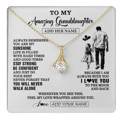 Alluring Beauty Necklace 18K Yellow Gold Finish | 1 | Personalized To My Amazing Granddaughter Necklace From Grandpa Papa Man It A Big Hug Granddaughter Birthday Gifts Graduation Christmas Gift Box Message Card | https://teecentury.