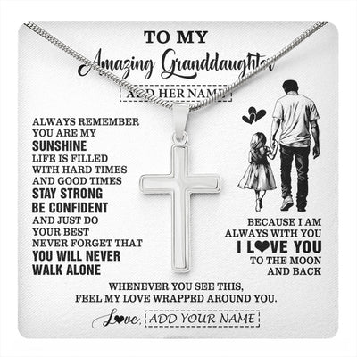 Stainless Cross Necklace Stainless Steel | 1 | Personalized To My Amazing Granddaughter Necklace From Grandpa Papa Man It A Big Hug Granddaughter Birthday Gifts Graduation Christmas Gift Box Message Card | https://teecentury.