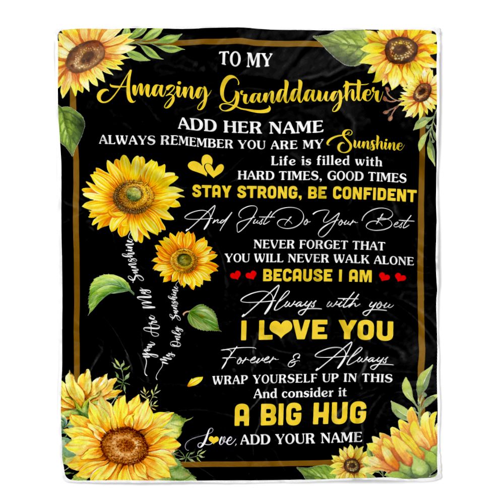 Personalized To My Amazing Granddaughter Sunflower Blanket From Grandma Grandpa My Sunshine Granddaughter Birthday Gifts Graduation Christmas Fleece Blanket | teecentury