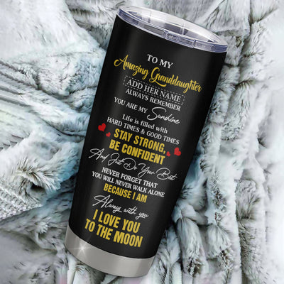 Personalized To My Amazing Granddaughter Tumbler From Grandma Grandpa Sunflower It A Big Hug Granddaughter Birthday Gifts Christmas Custom Stainless Steel Travel Mug | teecentury