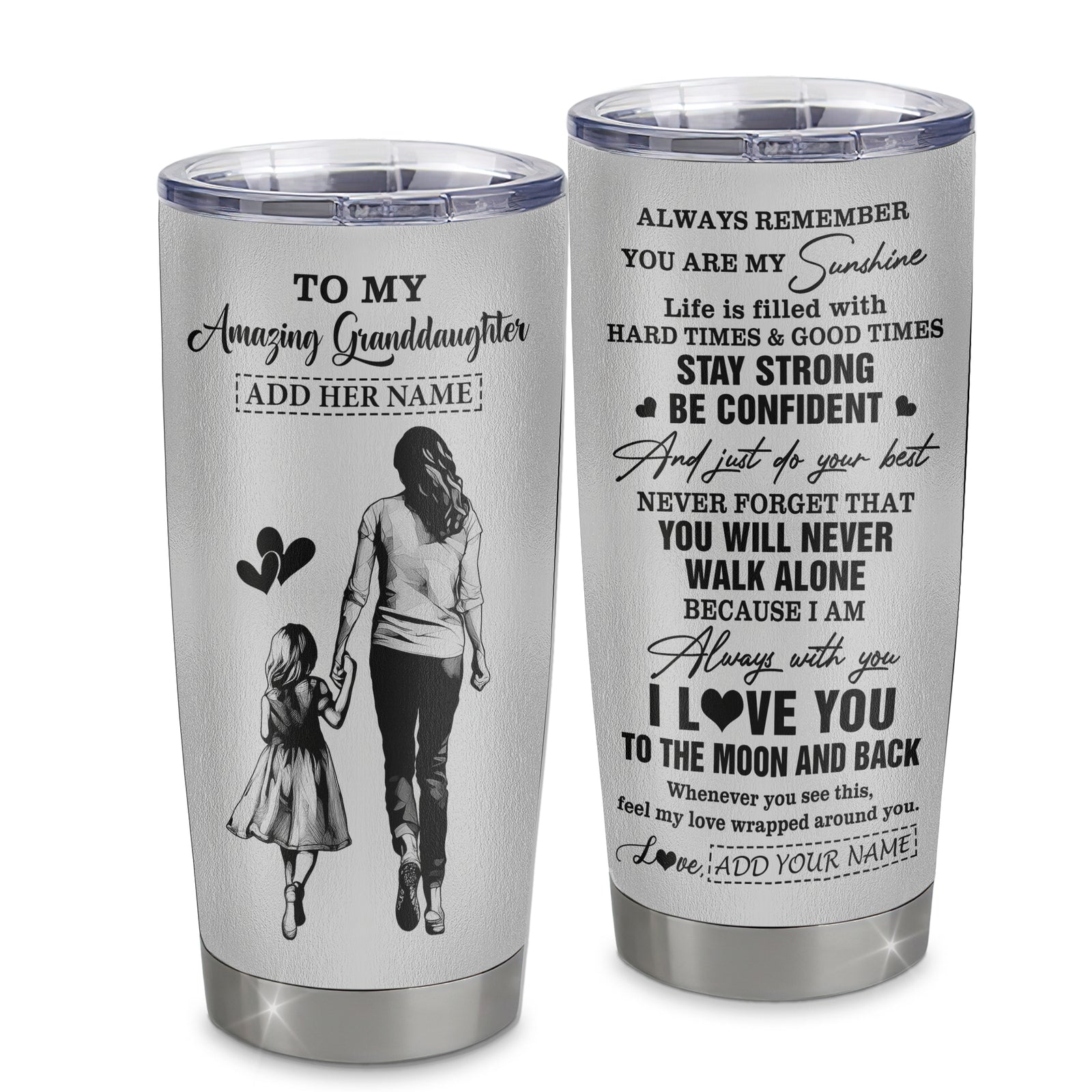Personalized To My Amazing Granddaughter Tumbler From Grandma Woman It A Big Hug Granddaughter Birthday Gifts Graduation Christmas Custom Stainless Steel Travel Mug | teecentury