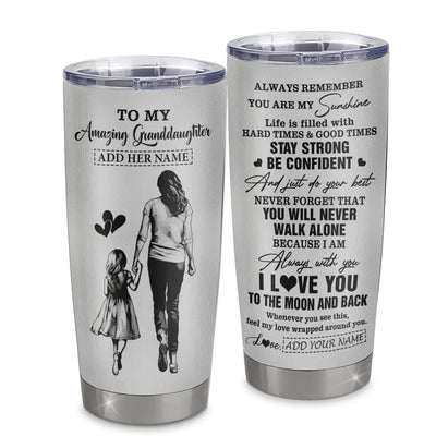 Personalized To My Amazing Granddaughter Tumbler From Grandma Woman It A Big Hug Granddaughter Birthday Gifts Graduation Christmas Custom Stainless Steel Travel Mug | teecentury