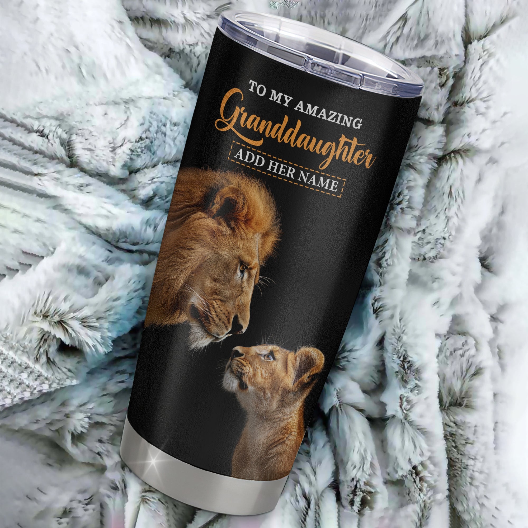 Personalized To My Amazing Granddaughter Tumbler From Grandpa Lion It A Big Hug Granddaughter Birthday Gifts Graduation Christmas Custom Stainless Steel Travel Mug | teecentury