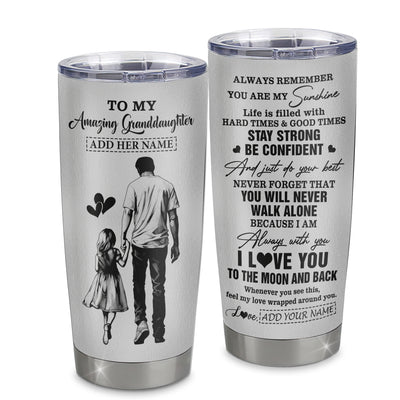 Personalized To My Amazing Granddaughter Tumbler From Grandpa Papa Man It A Big Hug Granddaughter Birthday Gifts Graduation Christmas Custom Stainless Steel Travel Mug | teecentury