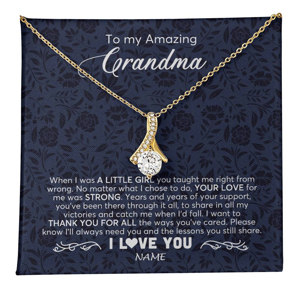 Alluring Beauty Necklace 18K Yellow Gold Finish | 1 | Personalized To My Amazing Grandma Necklace From Granddaughter When I Was A Little Girl Grandma Birthday Mothers Day Christmas Customized Gift Box Message Card | teecentury
