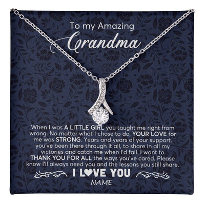 Alluring Beauty Necklace 14K White Gold Finish | 1 | Personalized To My Amazing Grandma Necklace From Granddaughter When I Was A Little Girl Grandma Birthday Mothers Day Christmas Customized Gift Box Message Card | teecentury