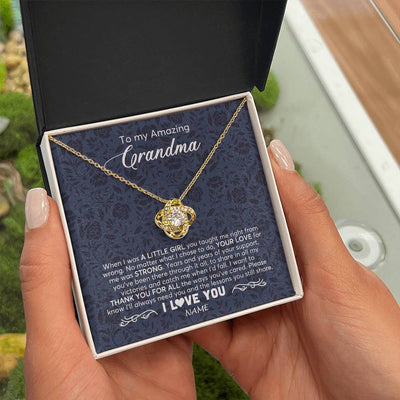 Love Knot Necklace 18K Yellow Gold Finish | 2 | Personalized To My Amazing Grandma Necklace From Granddaughter When I Was A Little Girl Grandma Birthday Mothers Day Christmas Customized Gift Box Message Card | teecentury