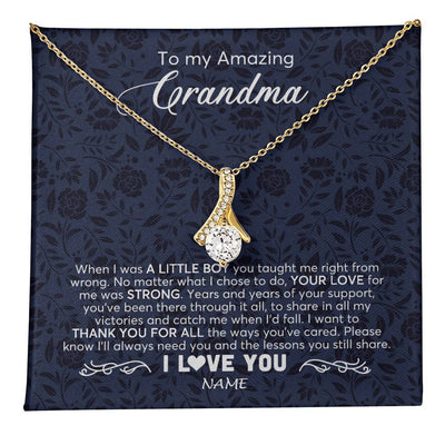 Alluring Beauty Necklace 18K Yellow Gold Finish | 1 | Personalized To My Amazing Grandma Necklace From Grandson When I Was A Little Boy Grandma Birthday Mothers Day Christmas Customized Gift Box Message Card | teecentury