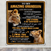 Personalized To My Amazing Grandson Blanket From Grandma Grandmother Lion It A Big Hug Grandson Birthday Gifts Graduation Christmas Custom Fleece Blanket | teecentury