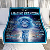 Personalized To My Amazing Grandson Blanket From Grandma Grandpa Lion Never Forget I Love You Birthday Graduation Christmas Customized Fleece Blanket Blanket | Teecentury.com