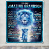Personalized To My Amazing Grandson Blanket From Grandma Grandpa Lion Never Forget I Love You Birthday Graduation Christmas Customized Fleece Blanket Blanket | Teecentury.com