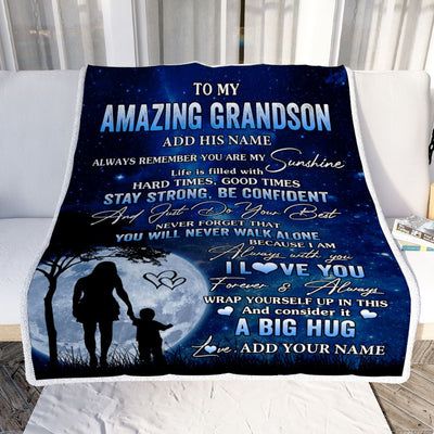 Personalized To My Amazing Grandson Blanket From Grandma My Sunshine Grandson Birthday Gifts Graduation Christmas Customized Fleece Throw Blanket | teecentury