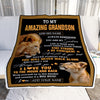 Personalized To My Amazing Grandson Blanket From Grandpa Grandfather Lion It A Big Hug Grandson Birthday Gifts Graduation Christmas Custom Fleece Blanket | teecentury