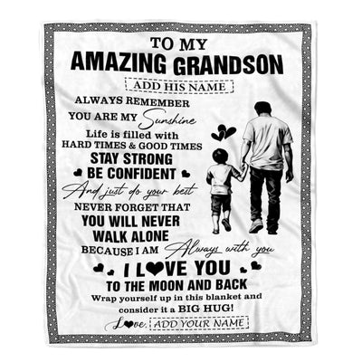 Personalized To My Amazing Grandson Blanket From Grandpa Papa Man It A Big Hug Grandson Birthday Gifts Graduation Christmas Customized Fleece Throw Blanket | teecentury