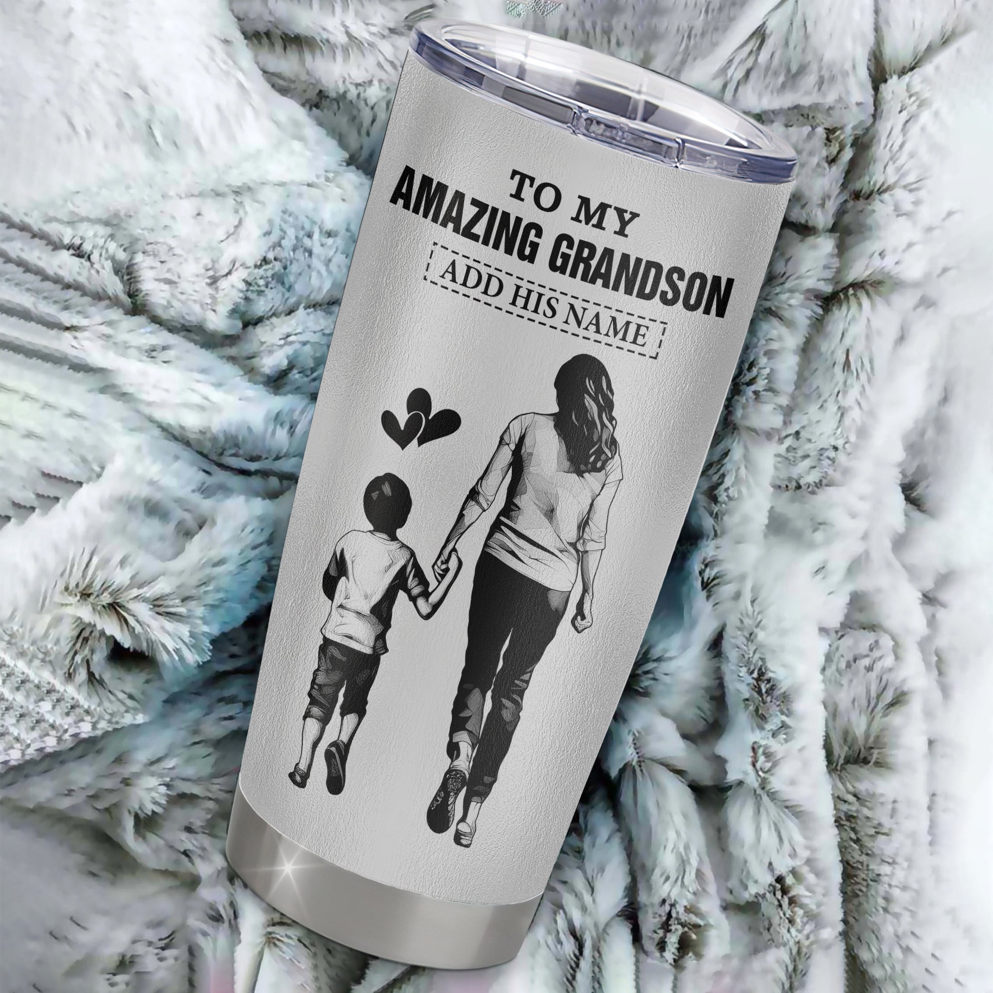 Personalized To My Amazing Grandson Tumbler From Grandma Gigi Woman It A Big Hug Grandson Birthday Gifts Graduation Christmas Custom Stainless Steel Travel Mug | teecentury