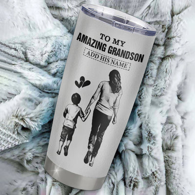 Personalized To My Amazing Grandson Tumbler From Grandma Gigi Woman It A Big Hug Grandson Birthday Gifts Graduation Christmas Custom Stainless Steel Travel Mug | teecentury